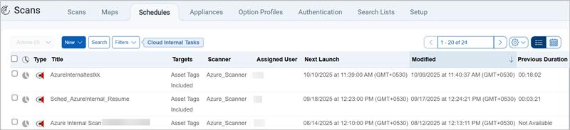 schedule scan filter